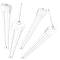 Ensenior 4 Pack Linkable Led Shop Light 4ft for Garage, 4400 High Lumens, 36W Equivalent 280W, 5000K Daylight, 48 Inch Utility Surface or Hanging Mount Fixtures, White, ETL Certified