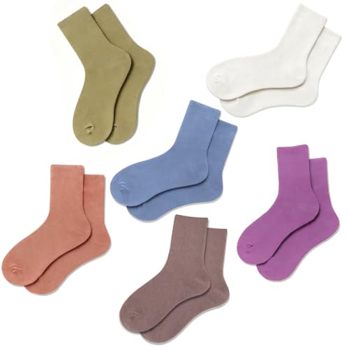 Image of Fszsaa Mulit-Pairs Crew Socks Solid Color Mid-Calf Tube Socks Casual Dress Socks for Women