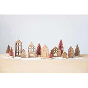 Creative Co-Op Mango Wood Houses, Set of 7 Creative Co Op Mango Wood Houses Set of 7