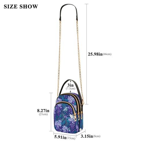 susiyo Blue Wisteria Flowers White Orchi Pattern Crossbody Purse for Women, Quilted Crossbody Bag Ladies Casual Bags Shoulder Bag Phone Purse Handbag Wallet3