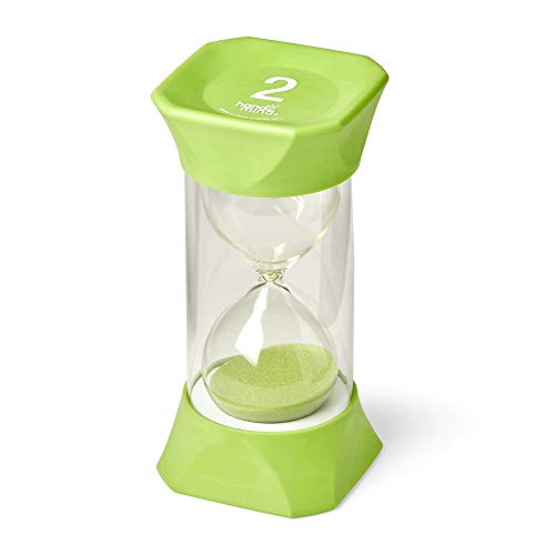 hand2mind Green Jumbo Sand Timers, 2 Minute Sand Timer, Hourglass Sand Timer with Soft Rubber End Caps Offers Quiet Pausing, Classroom Sand Timers for Kids, Teeth Brushing and Game Timer (Set of 1) by hand2mind - Image 5