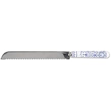 Spode Judaica Challah Knife | 10 Inch Serrated Bread Knife for Shabbat and Jewish Holidays | Made from Stainless Steel with Porcelain Handle | Handwash Only