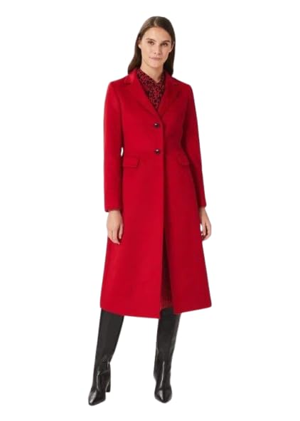 Patakadevi Women’s Long Wool Coat Winter Stand Collar Single Breasted Jacket P Red | Daily Outings Travel Work | Warm Woolen Long Outerwear Elegant Red Coat for Women