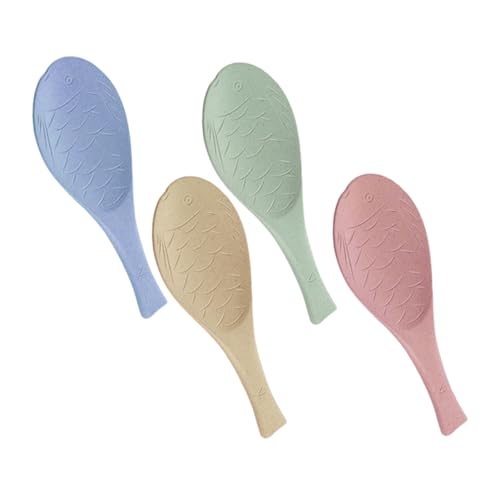 Zerodeko 4Pcs Creative Non Stick Rice Paddle Cute Fish Shape Kitchen Utensils Rice Spoons for Cooking and Serving Rice Dishes
