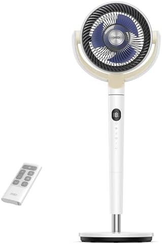 Dreo Floor Fan for Bedroom, Omnidirectional Oscillating Fan 120°+120°, 85 Feet Circulation with Remote Control, Quiet DC Motor, 8