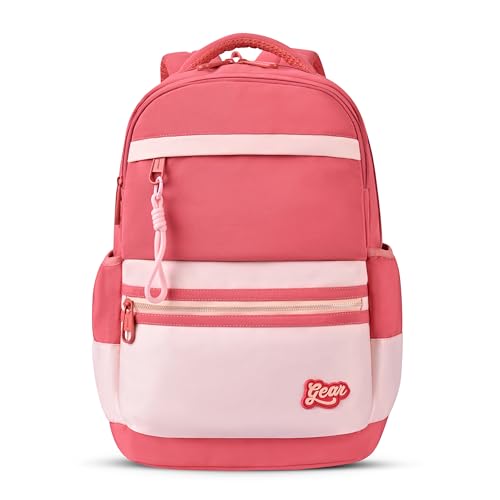 Image of Gear Delight 18 inch /30L Large Water Resistant School Bag | Casual Backpack | Daypack | Travel Backpack | Kids Bag for Boys /Girls (Red - Pink)