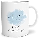 Sternbild Löwe Große Kaffee-Tasse mit Spruch im Geschenkkarton Sternzeichen Löwe zum Geburtstag Weihnachten