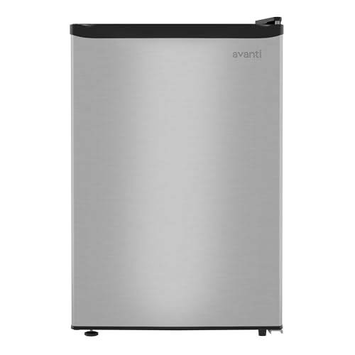 Image of Avanti Mini Fridge 2.6 Cu. Ft. Compact Refrigerator for Dorm, Office & Bedroom, Chiller Compartment, Glass Shelf, Reversible Door with Automatic Defrost, ENERGY STAR, Stainless Steel
