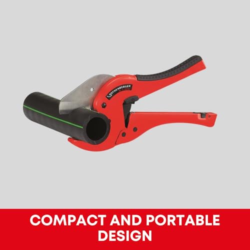 Rothenberger Rocut TC 50 Professional Plastic Pipe Shears with Stainless Steel Blade, Rubberized Handle, Transport Lock - Ideal for Plastic Pipes - 0-50 mm Cutting Range - 52010