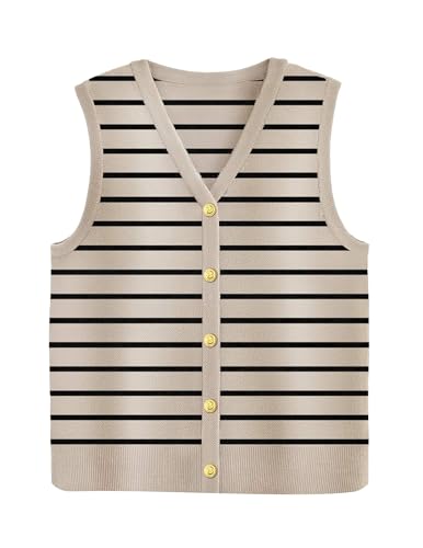 Zeagoo Womens Sweater Vest V Neck Button Down Shirts Trendy Knit Sleeveless Cardigan Top Shirt S-XXL