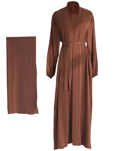 Image of Women's Muslim Dress Two Pieces Set Islamic Prayer Abaya Modest Solid Color Muslim Outfits