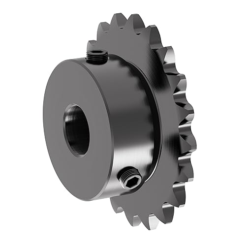 Image of 20 Tooth Roller Chain Sprocket B Type Hardened Teeth, 25 Chain Sigle Strand 1 /4-Inch Pitch, 18mm Bore Black Oxide C45 Carbon Steel with Fasten Screws for 04C Chain