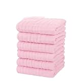 Peonita Baby Washcloths – 6 Pack Soft Muslin Cotton Face Towels for Newborn Girls – All Pink – Reusable & Gentle Baby Wipes – Shower Gift for Baby Girl – 10x10