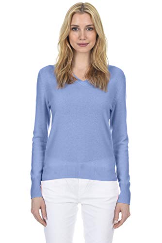 State Fusio Classic V-Neck Sweater For Women - Breathable & Soft Long Sleeve Pullover - Hoodless Sweatshirt Made From Pure Merino Wool - Light Sweaters For Summer (Angel Blue, Small) #TOP10