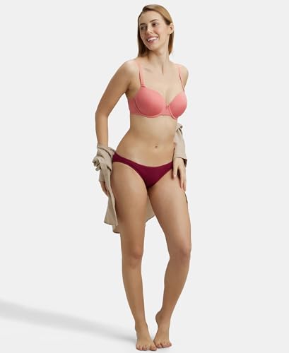 Image of Jockey UL60 Women's Under-Wired Padded Micro Touch Nylon Elastane Stretch Medium Coverage T-Shirt Bra with Detachable Straps