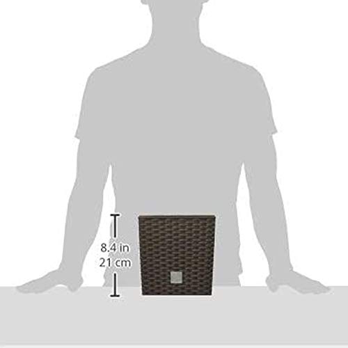 Image of Prosper Plast Rattan Short Flowerpot - Dark Brown - 2 Part Set (6.8 litres, Dark Brown)