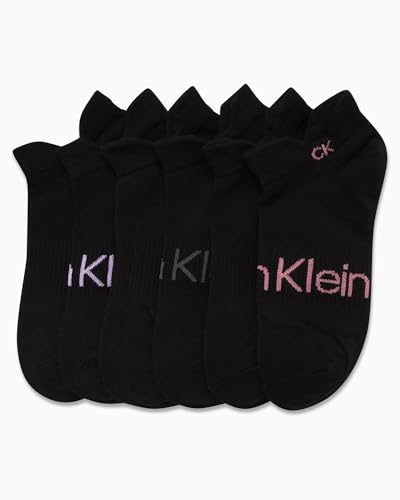 Image of Calvin Klein Womens No Show Socks - 6 Pack Lightweight Cotton Blend Cushioned Low Cut Tab Ankle Socks for Sneakers & Loafers