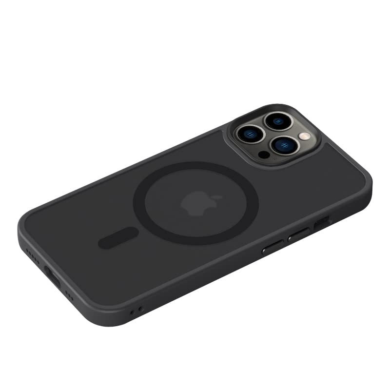 tigratigro Custodia Per iPhone 12 Pro, Compatibile con Mag-Safe,Traslucida Texture Opaca, Flessibile e anti-impronta,Consistenza simile alla Pelle (Grafite Nero)
