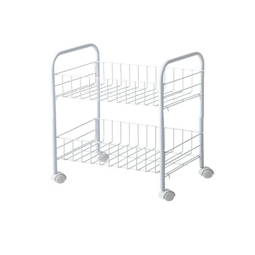 LUTODY - Carro de Almacenamiento, Varios Niveles, Organizador metálico con Ruedas, Carrito Auxiliar móvil Compacto, Verdulero, Frutero, Multiuso para Cocina Oficina (Blanco, 2 estantes)