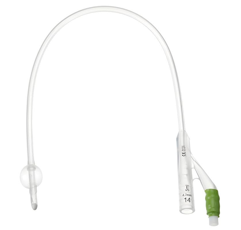 OTICA Silicone Foley Balloon Catheter | 100% Latex Free Medical Grade Silicone | Smooth Tapered Tip, Symmetrical Balloon, Colour coded Valve | 14 FR (Pack of 1)-image-48
