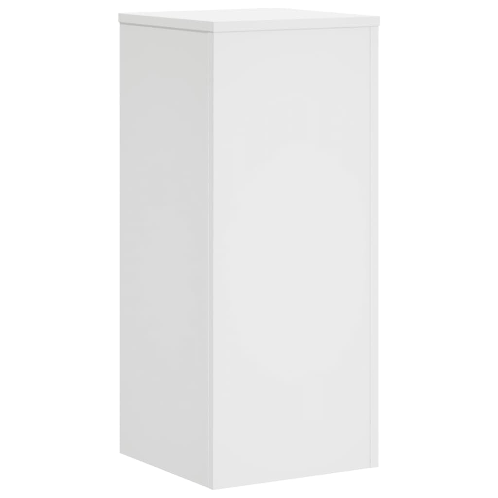 Set di 2 supporti per piante, bianco, 30 x 30 x 70 cm, in legno | Piastra superiore stabile, corpo cavo riempibile con sabbia, supporto da parete incluso, resistente all'umidità
