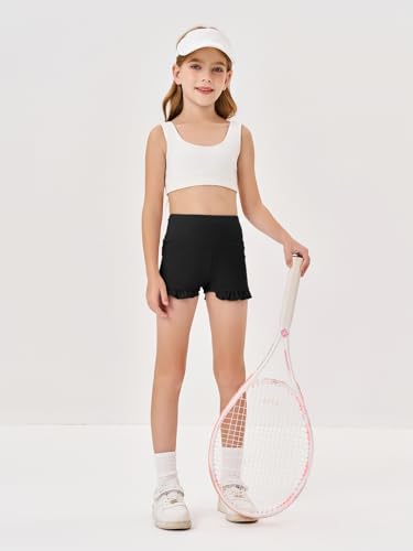 RRHSS Girls Athletic High Waisted Ruffle Shorts - Comfy Yoga Dance Workout Gymnastics4