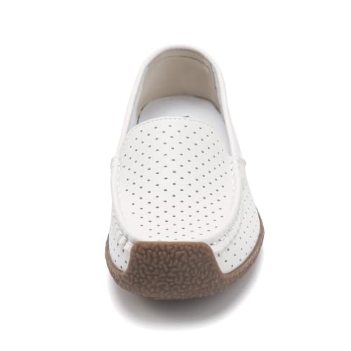 Image of Women's Comfortable & Lightweight Leather Loafers Slip-Ons Driving Walking Mocs Boat Shoes Cute Business Casual Dress Shoes Work Flats for Women
