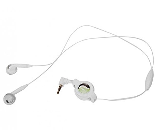 Retractable Headset Hands-free w Mic Dual Earbuds Earphones Wired Headphones 3.5mm [White] for Huawei Honor 8 - Huawei Mate 10 - Huawei Mate 9 - Huawei P10