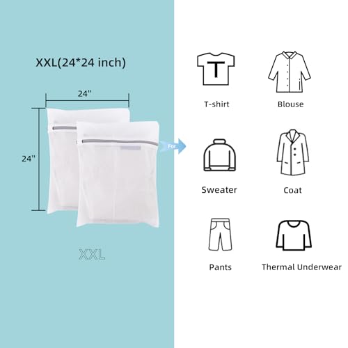Image of GOGOODA 3 PCS Extra Large Delicates Bag for Washing Mesh Wash Bags for Travel, Laundry, Hosiery, Blouse, Blanket 24x24inch | Travel Storage Bags for Intimates Lingerie, 3PCS(3XXL)