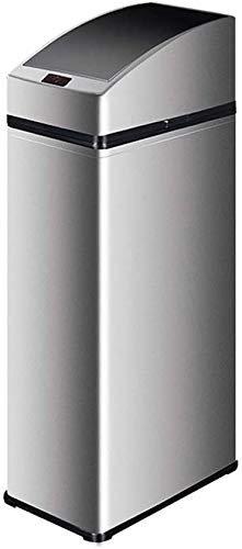 ktzhk Trash Can Smart Household Square Narrow Small Space Toilet Bedroom Table Dresser Small with Cover Space (Color : Silver, Size : 18.51140CM) (Silver,18.5 * 11 * 40CM)