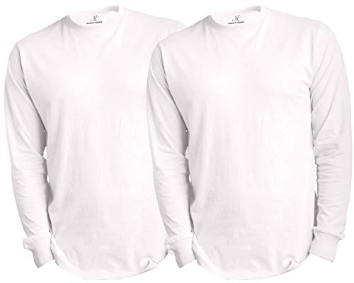 Market Trendz Long Sleeve Men's Ultra Soft Premium Lightweight Tagless T-Shirts 2-Pack White X-Large