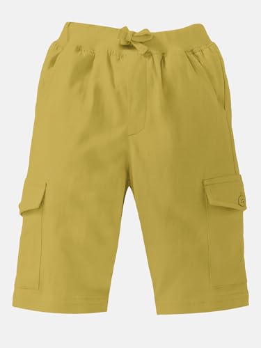 Image of KiddoPanti Boys Knit Solid Cargo Shorts | 100% Cotton | Comfortable Rib Waistband | 2 Front Pockets & 2 Cargo Pockets | Sport Bermuda Half Pant for Boys