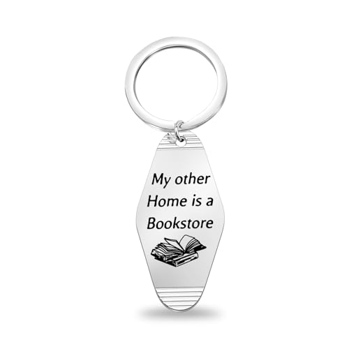 CENWA Bookish Book Lover Motel Keychain My Other Home Is A Bookstore Funny Gifts for Her Car Accessories