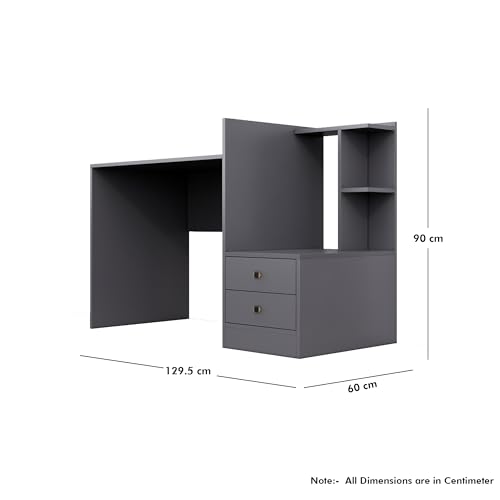 Image of Bniture Wooden Study Table for Home | Engineered Wood Study Table with Side Open Storage Area | Multi Purpose Computer Desk for Writing & Study | Laptop Table for Study Room & Office | Slate Grey
