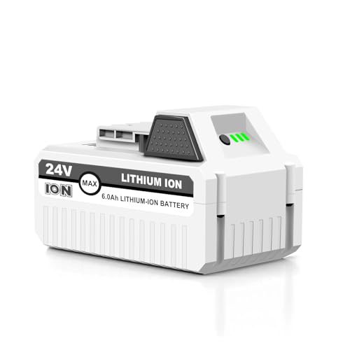 YCFSERMYO 6.0Ah 24V Replacement Battery for Sun Joe + Snow Joe iON+ 24V Power Tools Compatible with Snow Joe iON+ Sun Joe 24BAT-LTX 24VBAT-LTW 24VBAT-LTE 24VBAT-LT 24VBAT 24VBAT-XR Battery