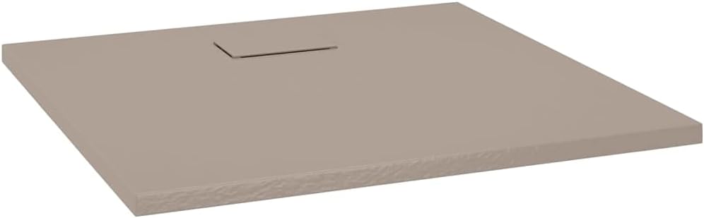 vidaXL Shower Base Tray SMC Brown 90x80 cm- Contemporary Low-Profile Design, Reinforced for Durability, Non-Skid Slate Stone Surface, Scratch/Stain, Easy Clean