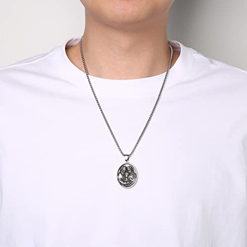 HZMAN Stainless Steel St Joseph/Mary/Jesus Necklace for Men Women Christian Medal Amulet Pendant Jewelry Gift4