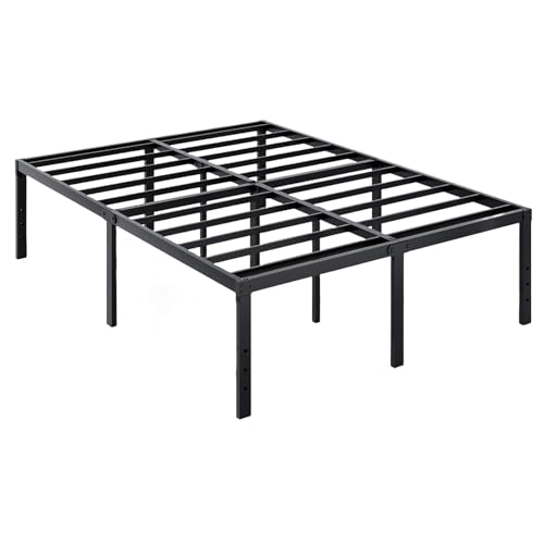 AROMUSTIM 18 Inch Metal Bed Frame King Size Platform Bed Frame No Box Spring Needed, Heavy Duty Sturdy and Stable, Mattress Foundation, Easy Assembly, Under Bed Storage, King, Black