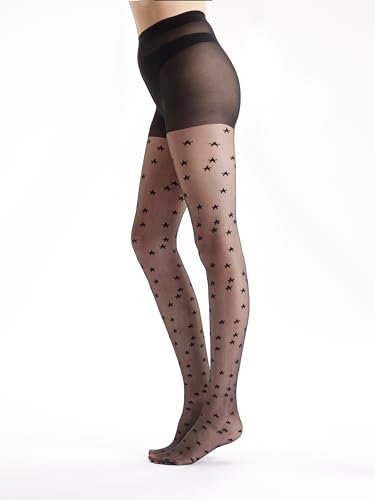 Women's All Over Star Tights -delicate star design for a unique look, Black (Black), One Size2