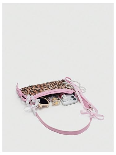 Image of Verdusa Women's Y2K Purse Coquette Bow Tie Vintage Shoulder Bags Lace PU Leather Kawaii Handbag