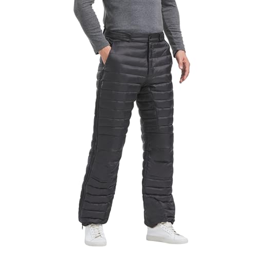 Tumjay Down Pants - Mens Winter Ultra Warm Loose Utility Puffer Pants Insulated Outdoor Windproof Ski Snow Pants (Black XX-Large)