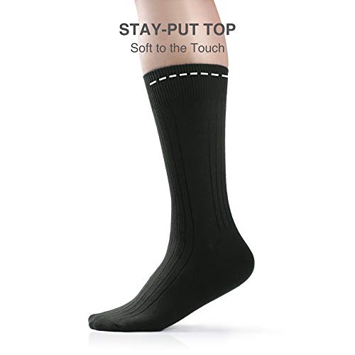 DAVID ARCHY Men's Pure Cotton Ultra Soft Knit Trouser Crew Dress Socks 6 Pack2