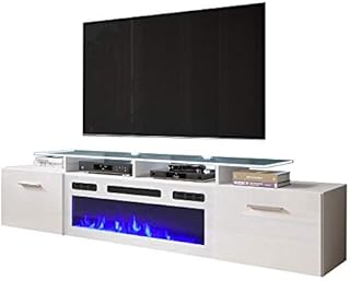 Meble Furniture Rova WH-EF Electric Fireplace Modern 75inch TV Stand - White