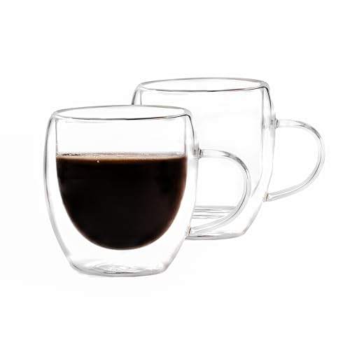Image of Sipologie Nord Double Wall Mug 200ml, Set of 2 - Elegant Clear Glass Mugs with a Premium Finish, Ideal for Hot and Cold Beverages - Great for Gifting, Transparent