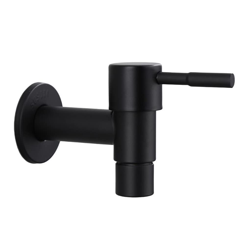 Rubinetto Nero, Rubinetto Giardino, Rubinetto in Acciaio Inox, Rubinetto a Parete Per Bagno Forte E Robusto per Bagno, Lavabo, Balcone, Cucina