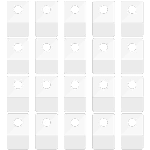 Yatinkim 100 pestañas adhesivas transparentes con agujero redondo para colgar, 4 x 2,5 cm, autoadhesivas, de plástico, para colgar productos plegables, exhibición de artículos de venta al por menor