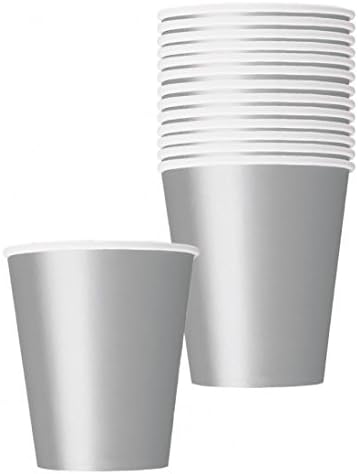 Unique Solid Paper Cups, 9 Oz, Silver