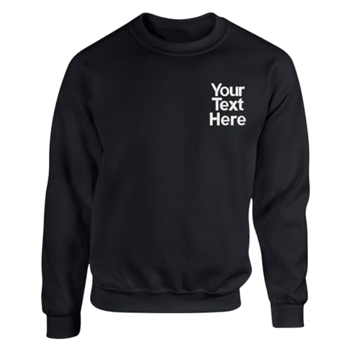 Gift Hub Personalised Embroidered Your Text Classic Sweatshirt, Work Wear Top Customised Jumper Pullover Top For Mens Womens Black