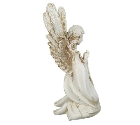 Anjo Da Guarda Rezando Decoração Altar Religião Anjo Branco em Resina