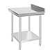Flyelf Tavolo da Lavoro Piano di Lavoro per Cucina,Gastronomia Tavolo da Lavoro in Acciaio Inox con Alzatina, Piedini Regolabili 61 * 61 * 90 cm